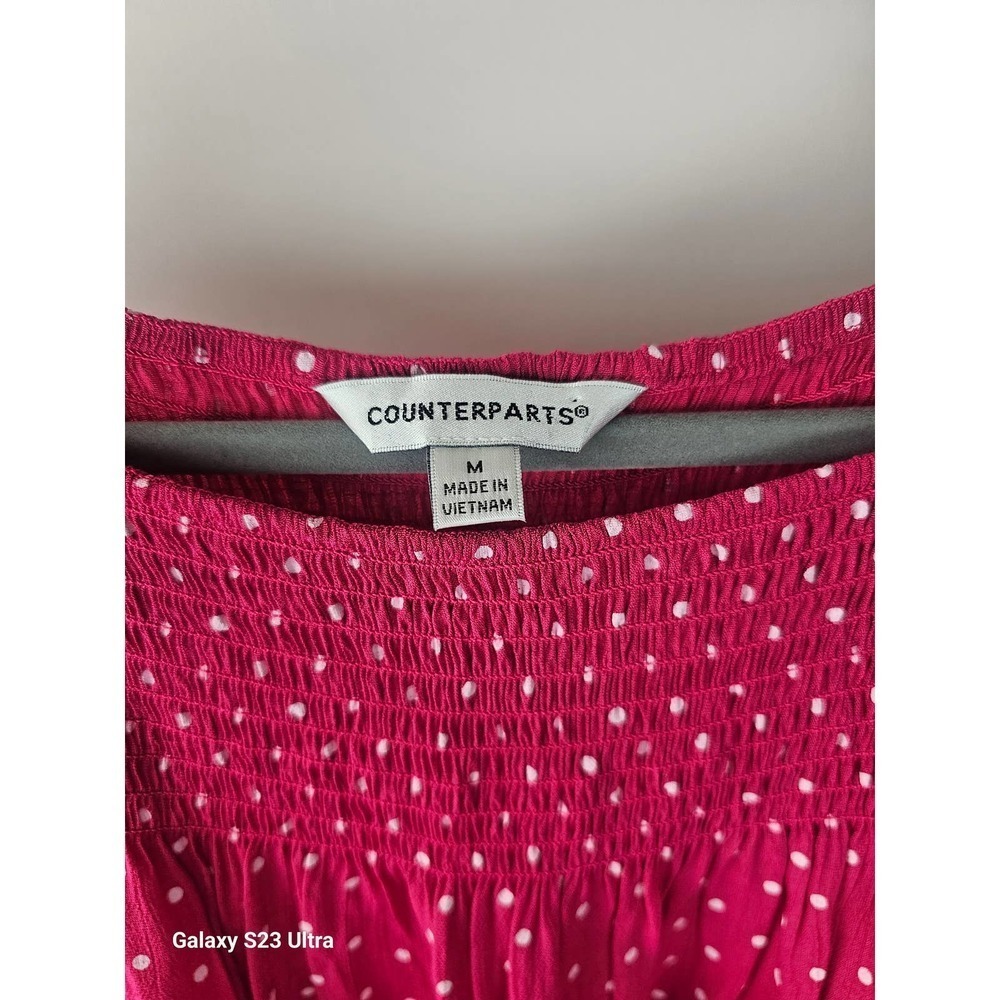 Women's szM, Counterparts pink polka dot blouse - Picture 3 of 7